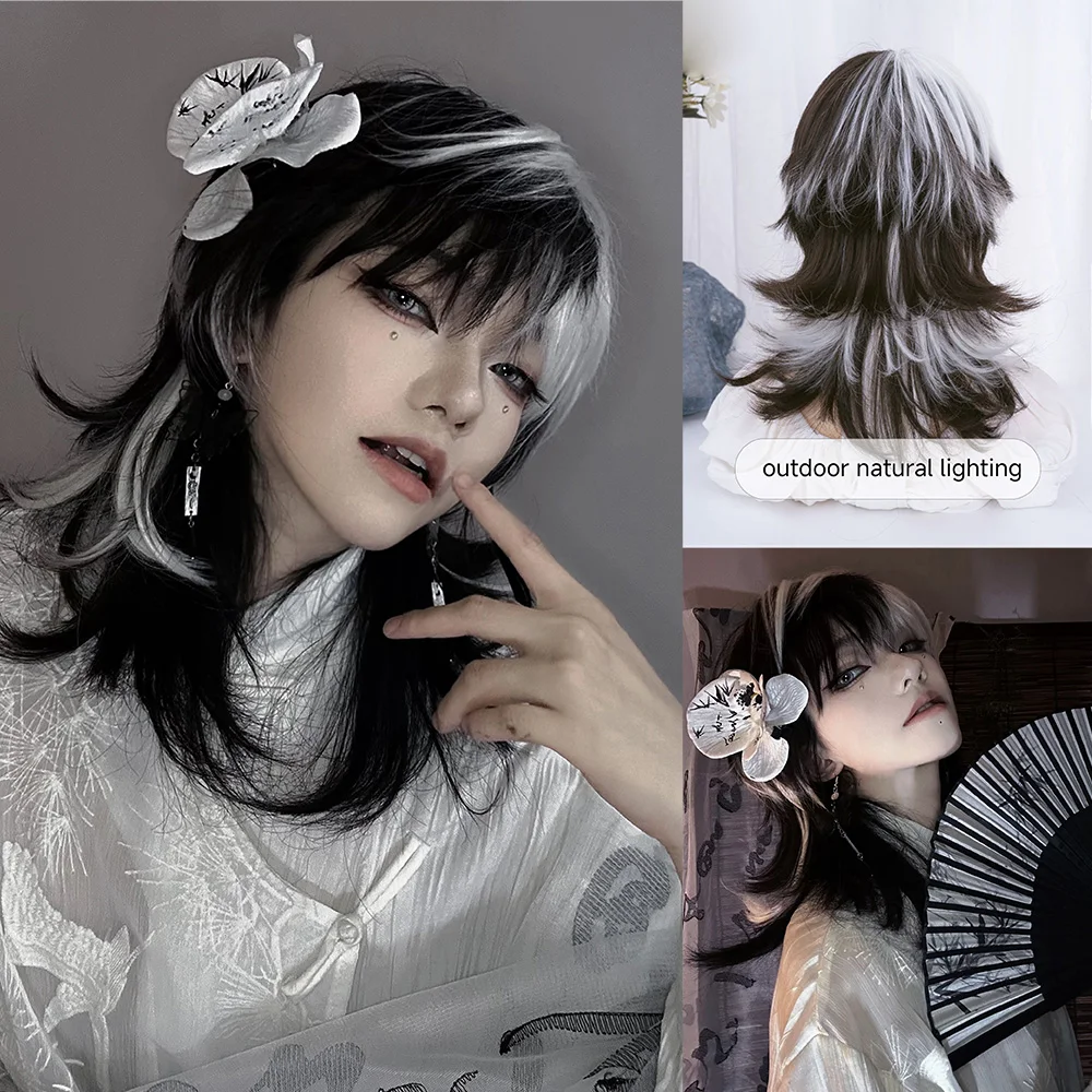 Synthetic Braided Wigs For Black Women - 16 Zoll schwarz-weiße synthetische Perücken mit