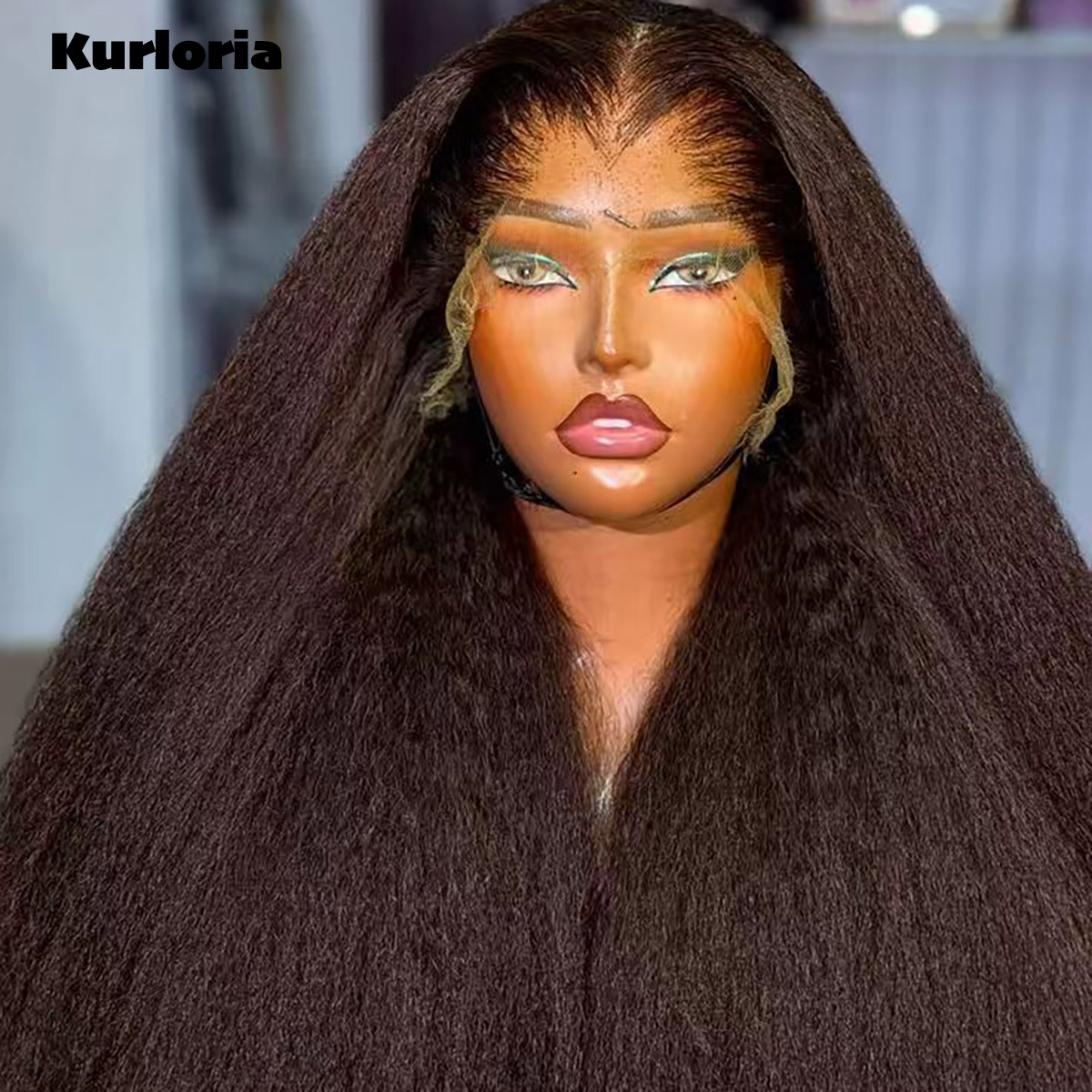 Glueless Wear And Go Human Hair Wig - Natürliches Schwarz 400 Dichte Kinky Straight