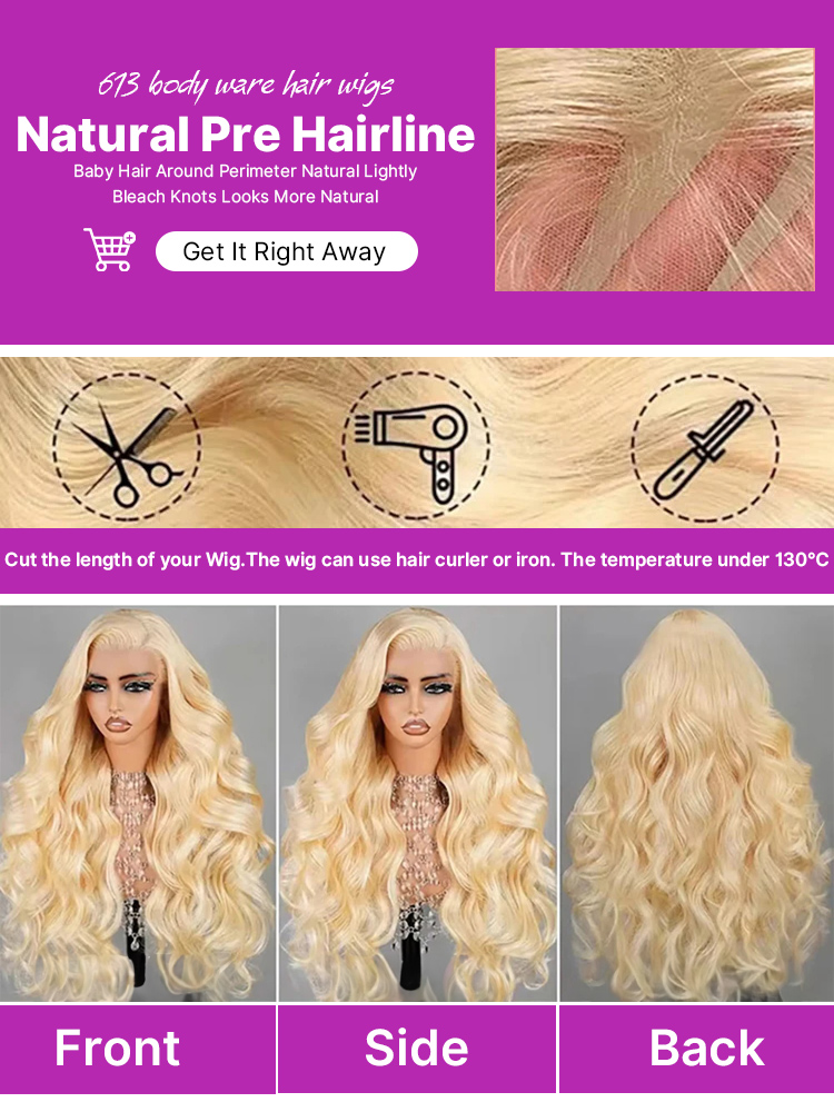 220% Dichte 613 Honigblonde Bo – 613 Blonde Body Wave Lace Front Wig Bewertung und Preis